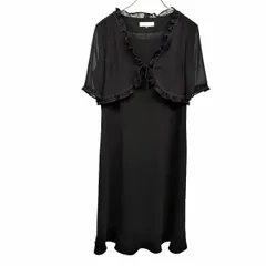【中古】[印象AB] marie claire マリクレール ワンピース レディース 11AR L 黒 ポリ100%(上半身裏地：ポリ/スカート裏地：キュプラ) シフォンスリーブ 半袖 一部花柄のサムネイル