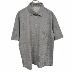【中古】[印象A] MASTERS マスターズ ポロシャツ メンズ L ヘザーグレー (黒×グレー) 綿×ポリ 裾スリット 胸ポケット付き ゴルフ 鹿の子 ロゴ柄 ジャカード 英字 数字 半袖のサムネイル