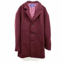 【中古】[印象B] ITEMS URBAN RESEARCH アイテムス アーバンリサーチ チェスターコート メンズ 38 ワインレッド系 赤系 ウール×ナイロン 総裏地 3つボタン留め 無地 内ポケット×１ メルトン 長袖のサムネイル