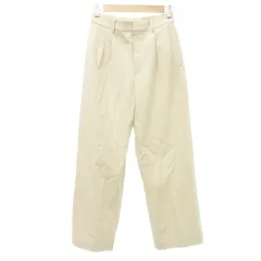 ユニクロ UNIQLO ツータック ストレート パンツ ストレッチ M アイボリー ■GY54