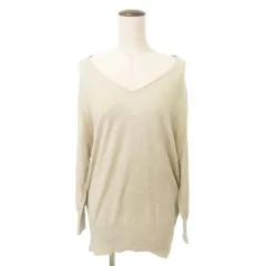 スピック&スパン Spick&Span 長袖 ニット Vネック 無地 薄手 フリーサイズ ベージュ ■TC