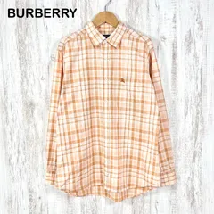 BURBERRY LONDON バーバリーロンドン ホースロゴ刺繡 チェック 総柄 ロングスリーブ シャツ オレンジ メンズ 長袖 トップス