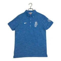 中古 メンズ アンパスィ and per se 半袖ポロシャツ L 青系 ボタンダウン ドット柄 水玉