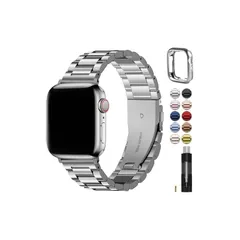 for Apple Watch バンド アップルウォッチ 11 10対応 42mm 保護ケース付き ステンレス製 Apple Watch 交換ベルト iWatch バンド ビジネス 通勤 おしゃれ 長さ調整器具付き（42mm(S11/10), シルバー） 0