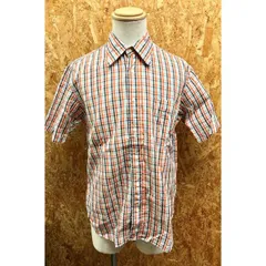 古着 タケオキクチ 【日本製】 TAKEO KIKUCHI シャツ チェック柄 胸ポケット付き レギュラーカラー 半袖 綿100% 2 オレンジ×ブルーなど メンズ