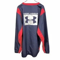 【中古】[印象AB] UNDER ARMOUR アンダーアーマー プルオーバー / シャツジャケット メンズ XXL 2XL 3L ネイビー×レッド 紺×赤 ポリ100% メッシュ裏地 Vネック 長袖のサムネイル