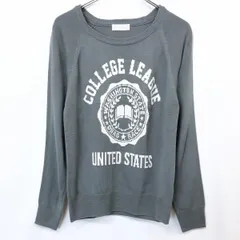 古着 E hyphen world gallery 薄手 ニット セーター カレッジ 丸首 ラグラン 長袖 アクリル×ナイロン×ポリウレタン F グレー レディース