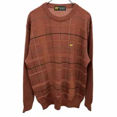【中古】[印象AB] Golden Bear ゴールデンベア カットソー / セーター メンズ L メランジ ブラウン 茶×グレー×黒 毛×アクリル ウール系 チェック 長袖 丸首のサムネイル