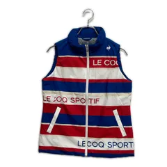 未使用品 レディース ルコックスポルティフ le coq sportif ベスト M 青×赤×白 ブルー 中綿 ボーダー