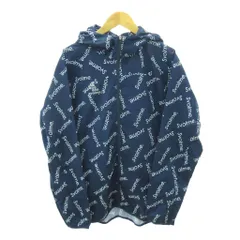 スボルメ SVOLME 美品 ジャケット ブルゾン フード ジップアップ ロゴ プリント 総柄 L 紺 ネイビー 0923 ■YHS5