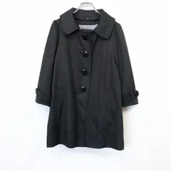 【中古】[印象A] INTERPLANET インタープラネット レディース 40 黒 ポリ100% 薄手 コート 2WAY 襟脱着可 ステンカラー＆ノーカラー 7分袖 裏地付き 長袖のサムネイル