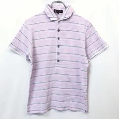 【中古】[印象AB] MK MICHEL KLEIN HOMME ミッシェルクランオム メンズ 男性 46 パープル 紫 ポロシャツ カットソー Tシャツ生地 ボーダー レイヤード風 半袖のサムネイル