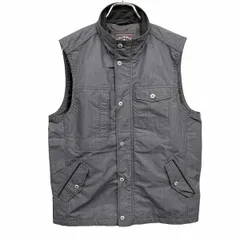 古着 ゴールデンベア 若干薄手 ベスト ノースリーブジャケット 無地 ドットボタン×ジップ留め ポリ×綿 L ヘザーグレーネイビー メンズ