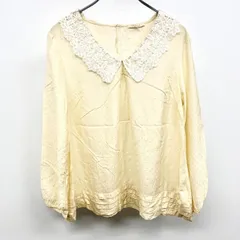【中古】[印象B] CROLLA クローラ プルオーバーシャツ レディース 38 ヘザーアイボリー ヘザーイエロー系 レーヨン×シルク 薄手 透け感 襟レース 長袖のサムネイル