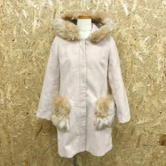 【中古】[印象BC] one way ワンウェイ レディース M ベージュ・ペールオレンジ ポリ×レーヨン コート ジップ留め ファー脱着可 フライフロント 無地 長袖のサムネイル