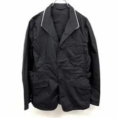 【中古】[印象AB] COMME CA ISM コムサイズム ジャケット メンズ M ダークネイビー(黒？) 綿100% ウエストの両サイドにアジャスターベルト センターベント 薄手 裏地無し 3つボタン留め オープンカラー ヘリンボーン 長袖のサムネイル