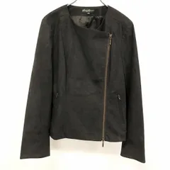 【中古】[印象A] Eddie Bauer エディーバウアー ライダース風ダブルジップジャケット レディース M ダークブラウン 人工皮革 合皮 無地 ジップポケット 袖口スリット ノーカラー 裏地付き 長袖のサムネイル