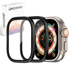 DIKESHGU Apple Watch Ultra 3/ Ultra 2/ Ultra 1 ガラスフィルム 49mm 専用 【ステンレススチールフレーム+強化ガラスフィルム 一体型】 全面保護 アップルウォッチ Ultra 49mm 画面保護カバー 耐傷 1