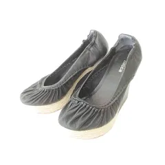 ズッカ zucca 箱付き タグあり ウェッジソール サンダル カウレザー × ラムレザー 本革 Sサイズ 黒 ブラック