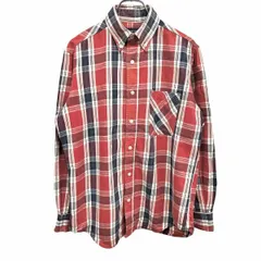 【中古】[印象AB] SABUROKU サブロク シャツ レディース M レッド 赤×青×白系 綿100% 微起毛 チェック ボタンダウン 長袖 胸ポケット ロングスリーブのサムネイル