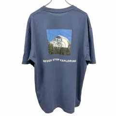 古着 ザ・ノースフェイス Tシャツ 両面プリント ヨセミテ 国立公園 ハーフドーム 山 半袖 綿×ポリ XL LL ネイビー 紺×生成り×白×緑 メンズ