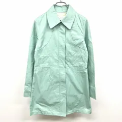 古着 MERCURYDUO 薄手 ステンカラーコート スナップボタン×ジップ留め フライフロント 無地 裏地無し 長袖 綿×ポリ F 緑系 レディース 女性