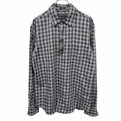 【新品】[印象N] BANANA REPUBLIC バナナリパブリック シャツ メンズ M グレー グレー×紺×茶 綿×ポリ 微起毛 チェック 長袖 胸ポケットのサムネイル