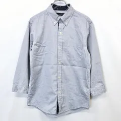 【中古】[印象AB] RAGEBLUE レイジブルー シャツ メンズ M ブルー系 綿100% ロングテール 前立て裏にネクタイ風のストライプ柄 ボタンダウン 7分袖 胸ポケットのサムネイル
