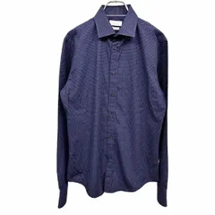 【中古】[印象A] ZARA MAN ザラマン シャツ メンズ S ネイビー 紺 綿100% ドット柄 ワイドカラー スリムフィット 長袖 ロングスリーブ 胸ポケットのサムネイル