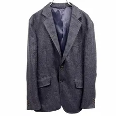 古着 タケオキクチ TAKEO KIKUCHI テーラードジャケット 総裏地 ２つボタン留め センターベント ポリ100% 2 ヘザーネイビー 杢紺 メンズ