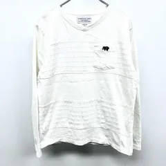 【中古】[印象B] CIAOPANIC TYPY チャオパニック ティピー Tシャツ メンズ M オフホワイト 白系 綿100% 切り返し生地 ジャカードボーダー ポケットに豚のワッペン Vネック 長袖のサムネイル