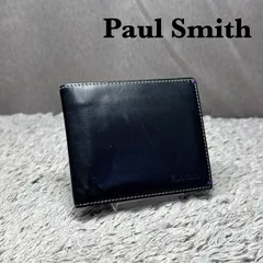 Paul Smith ポールスミス 本革 レザー 二つ折り財布 ラスベガス 内側プリントデザイン ブラック