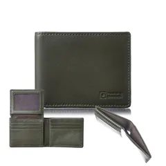 【新品】 [VOICE] イタリア製 ラム革 超軽量 90g 厚さ1.5メンズ 二つ折り 財布 カード 12枚 免許証入れ付 小銭入なし プレゼント ギフト箱入り（Green グリーン） 0