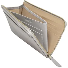 【新品】 [RafiCaro] 小さい長財布 レディース 短い 大容量 23ポケット お札を折らない コンパクト 約18cm 薄い スリム L字ファスナー メンズ YKKファスナー マチ付き小銭入れ ライトグレー 0