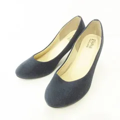 エスペランサ ESPERANZA スエード パンプス ヒール 日本製 22.5cm 紺 ネイビー /MKS