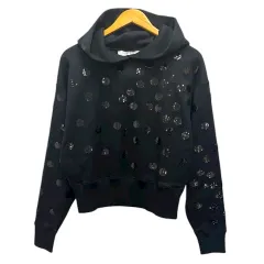 ヴァレンティノ ヴァレンチノ  VALENTINO パーカー フーディー プルオーバー スパンコール 装飾 長袖 S 黒 ブラックのサムネイル