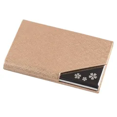 【新品】 [Fukuhana] 名刺入れ メンズ レディース 合皮 薄型 選べる多色 名刺が折れない 専用の化粧箱が付き (桜ゴールド) 0