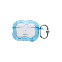 【新品】 iFace イヤホンケース AirPods Pro 第2世代/第1世代 対応 BeBling 2 (ブルー) 【 耐衝撃 透明 シルバー カラビナ付き ウルウル キラキラ 】 0