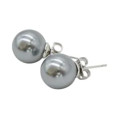 【新品】 Sakuya パール ピアス 10mm ジュエリーケース付き レディース 貝パール シルバーブラック art-ep-10pb 1