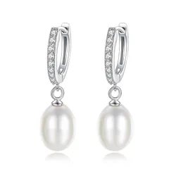 【新品】 Rockyu イヤリング レディース 本真珠 フープピアス 925シルバー ジルコニア 上品 エレガント シンプル フォーマル アクセサリー 結婚式 母の日 プレゼント 0