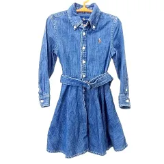 ラルフローレン RALPH LAUREN 国内正規 デニム ワンピース 長袖 フレア 3T 100cm相当 インディゴ 子供服 ■GY54 A0123