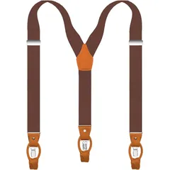 【新品】 MENDENG メンズ サスペンダー 2WAYサスペンダー Y型 35mm幅 ブラック ブラウン 黒 無地 吊りバンド・パンツ用 本革 レザー使用 フォーマル カジュアル 結婚式 冠婚葬祭用 1