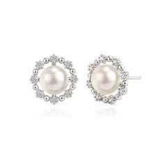【新品】 レディース ピアス 淡水パール 天然淡水真珠 925シルバー 金アレ対応 ジルコニア 通勤 日常 シンプルと優雅なデザイン 丸・三角・四角 20代 30代 40代 50代 60代女性 ギフト 誕生日 記念日 クリスマス (丸型)