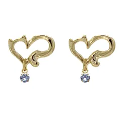 【新品】 [ジュエリーショップエム] ピアス レディース 猫 オープンハート 誕生石 カラーストーン 金属アレルギー対応 bd0005 11月 ブルートパーズ 0