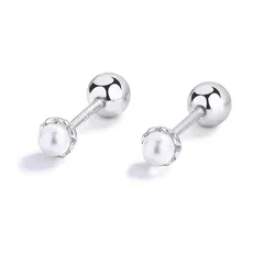 【新品】 ピアス ネジ式 つけっぱなし レディース 小さめ シルバー925 silver セカンドピアス 金属アレルギー対応 小っぶり パール ボール ねじ式 お祝いの日 誕生日 人気 小さい プレゼントポッチ付き 0
