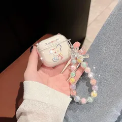【新品】 Airpods Pro 2 対応 ケース クリア おしゃれ, CrazyLemon かわいい カラフル くま デザイン 贅沢 ビーズ ブレスレット 付き 女性 人気 薄い シリコーン 透明 エアーポッズ プロ2 ケース [for Airpods  0