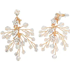 【新品】 【irismile】小枝イヤーアクセサリー ウェディング ボタニカル ナチュラル ワイヤー 花 結婚式 ブライダル (ゴールド小枝ピアス) 1