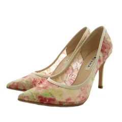 ダイアナ DIANA パンプス ポインテッドトゥ ヒール 花柄 23.5cm ピンク ベージュ /AN79