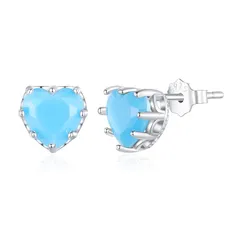 【新品】 Rockyu Allure ピアス レディース シルバー ハート型 誕生石12月 スタッドピアス ターコイズ 金属アレルギー対応 毎日使い ギフト プレゼント 1