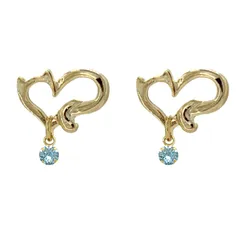 【新品】 [ジュエリーショップエム] ピアス レディース 猫 オープンハート 誕生石 カラーストーン 金属アレルギー対応 bd0005 3月 アクアマリン 0